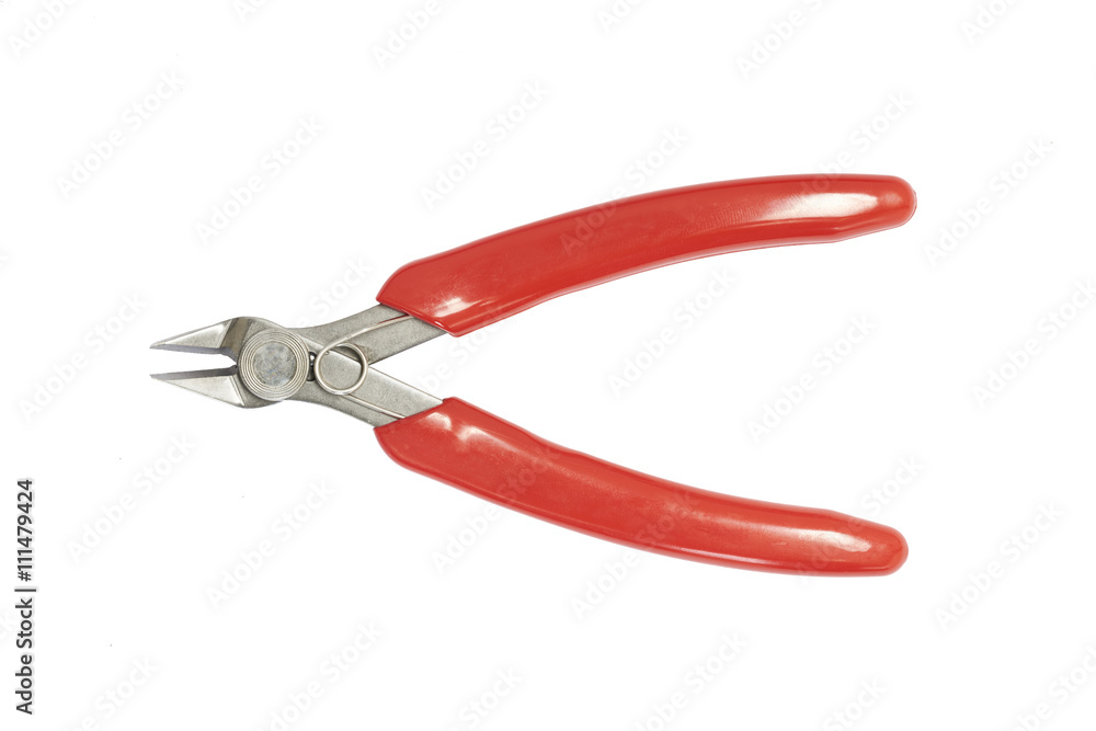 Red Diagonal pliers on white background Red Diagonal pliers on white background
