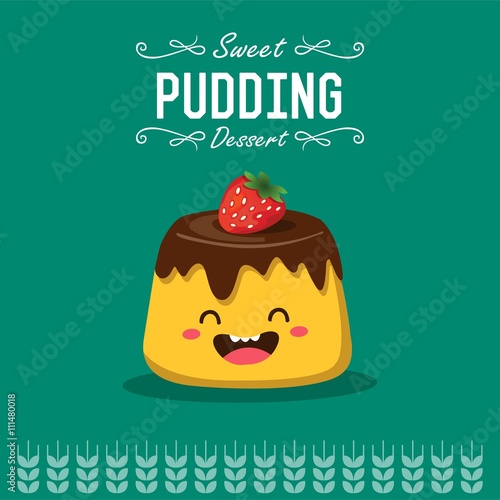 Vector pudding cartoon character illustration.
