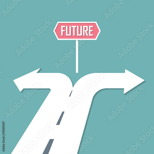 Choose path to Future. decision concept. Vector illustration