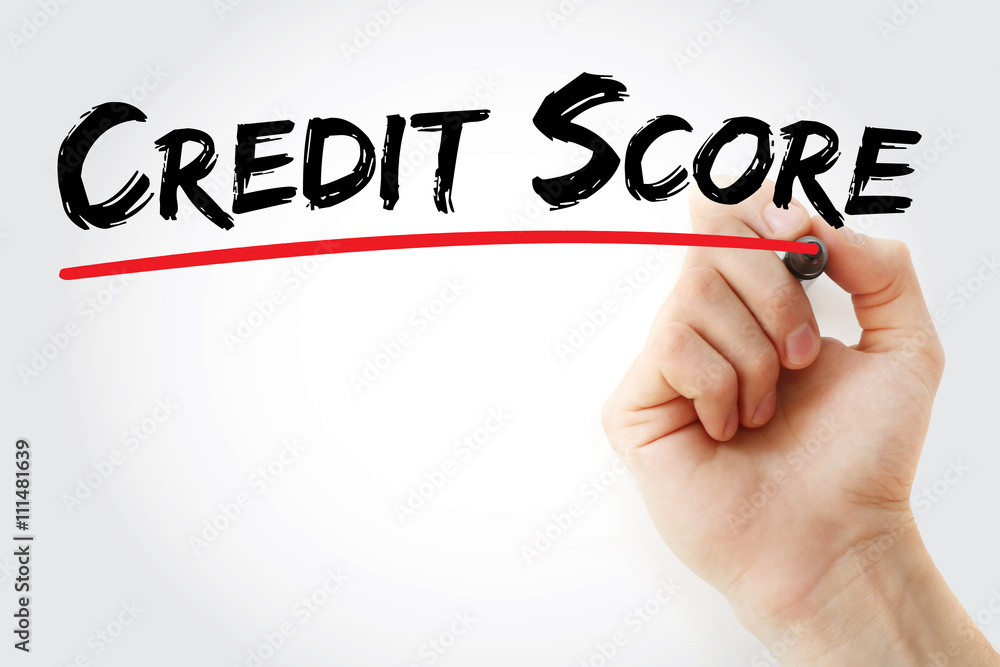 Hand writing Credit Score with red marker, business concept Hand writing Credit Score with red marker, business concept