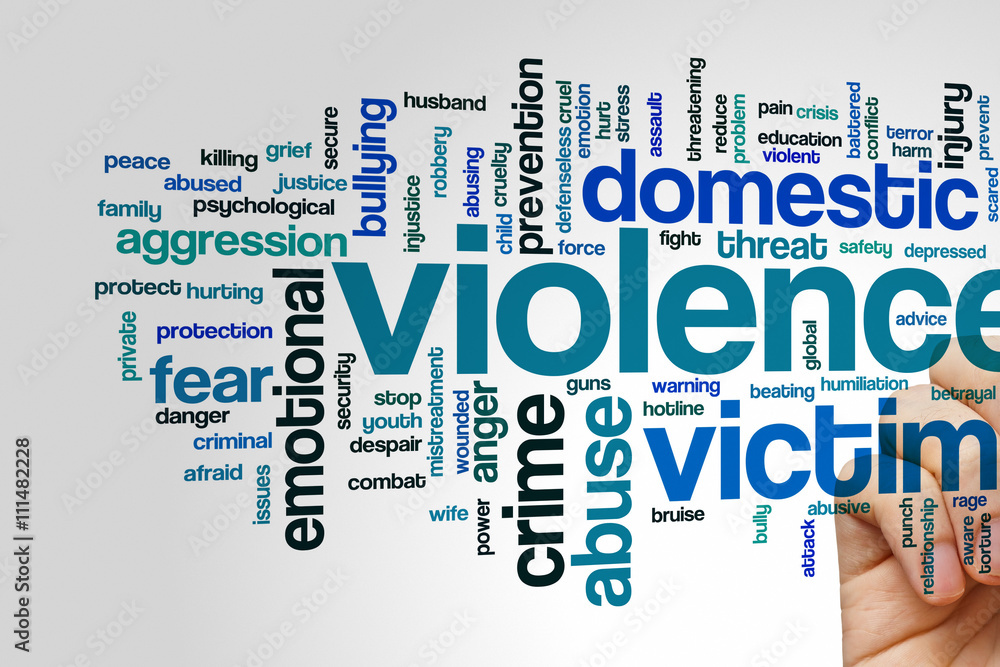 Obraz premium Violence cup word cloud