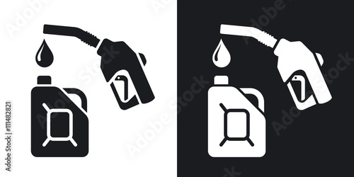Gun for fuel pump and canister of fuel, stock vector. Two-tone v