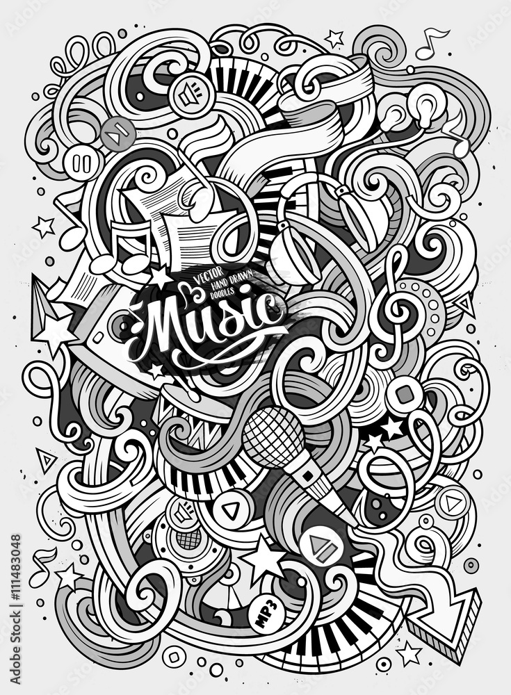 Cartoon hand-drawn doodles Musical illustration Cartoon hand-drawn doodles Musical illustration