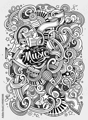 Cartoon hand-drawn doodles Musical illustration