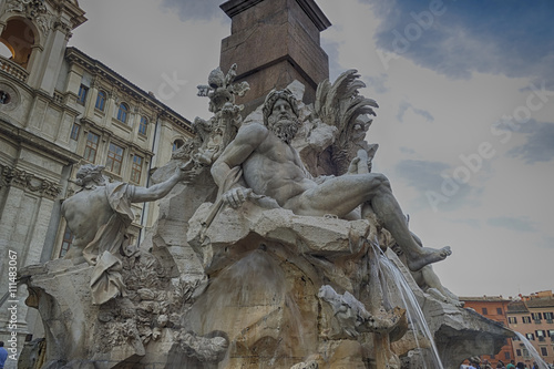 Rome piazza Nnavona fountain from Bernini in Italy