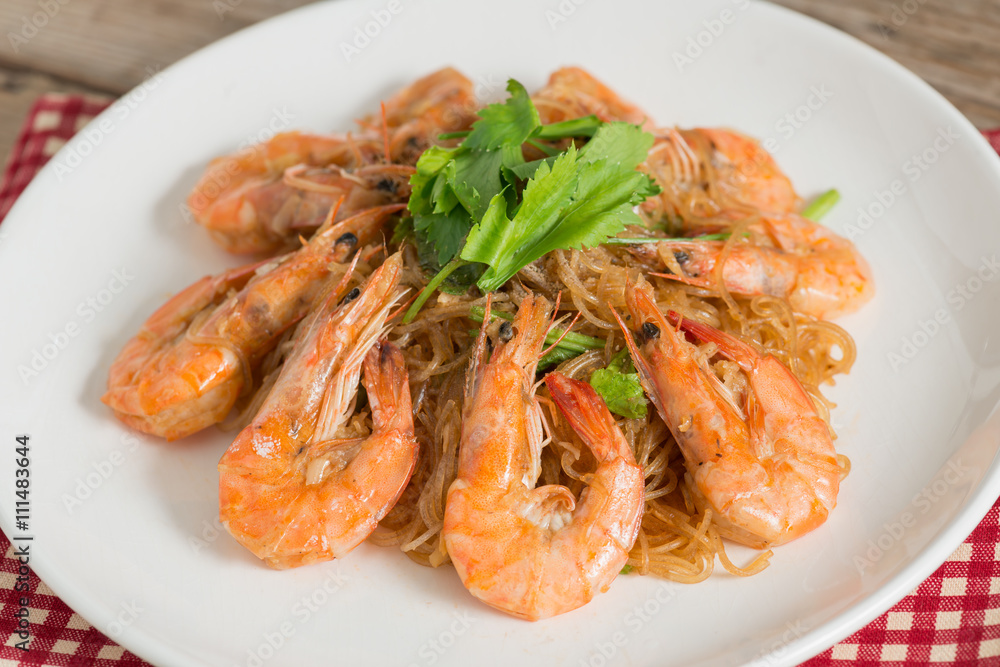 Baked shrimp vermicelli.