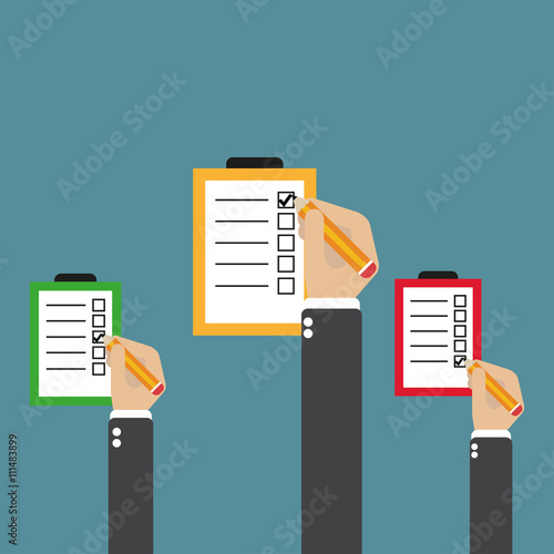 Hand signs a contract or puts a tick