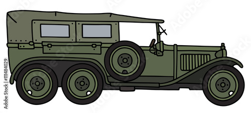 Vintage military car / Hand drawing, vector illustration