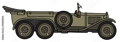 Vintage military convertible / Hand drawing, vector illustration