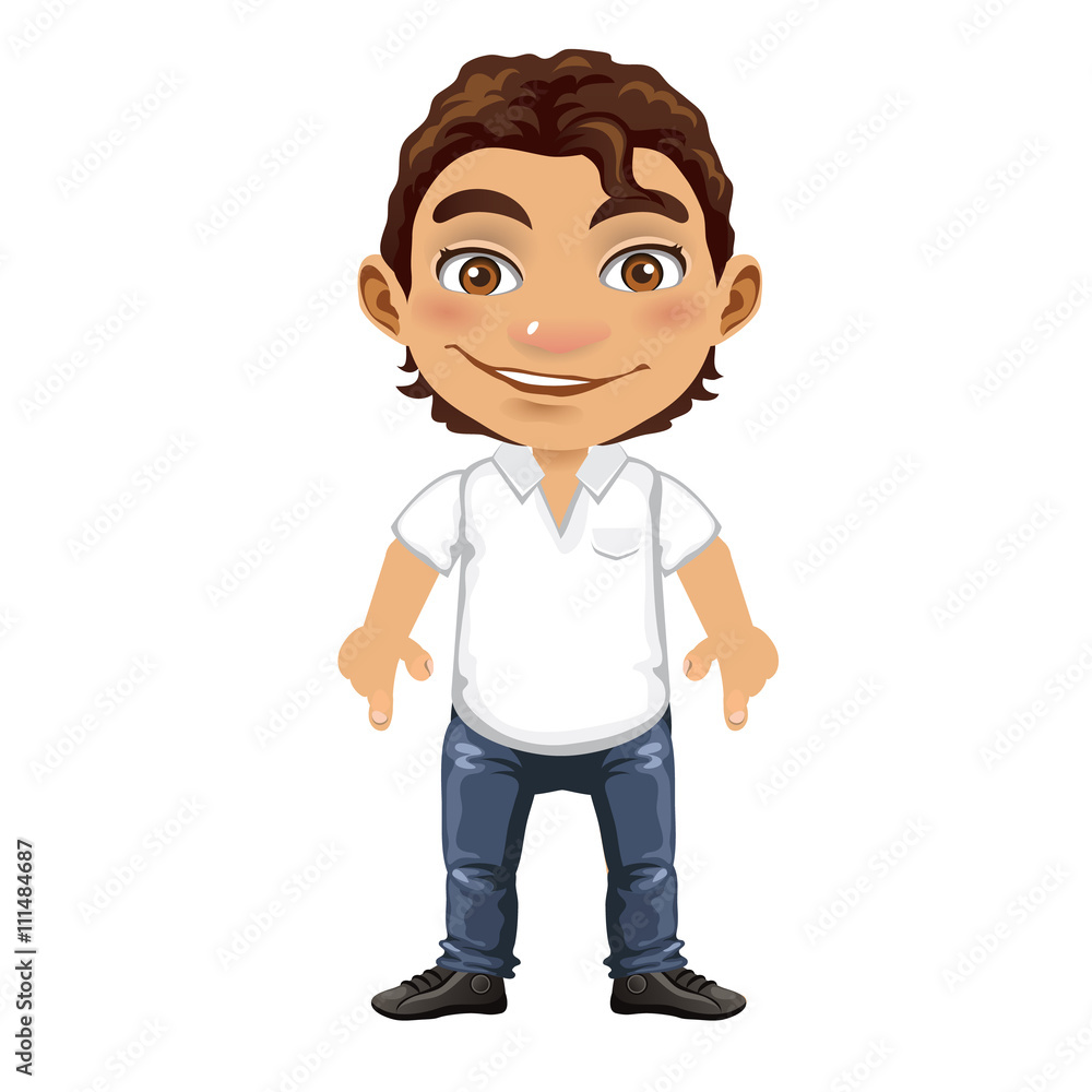 Handsome isolated man in cartoon style