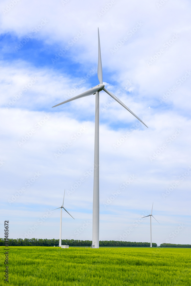 Wind turbines generating electricity. Wind turbines generating electricity.