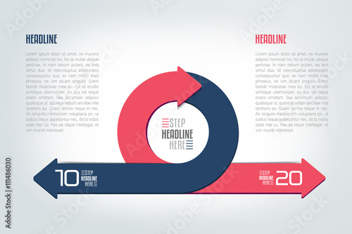 Circle, round divided in two arrows infographic. Template, scheme, diagram, chart, graph, presentation. Business concept with 2 steps, options, processes.