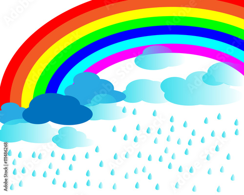 Rainbow over the rain and cloud