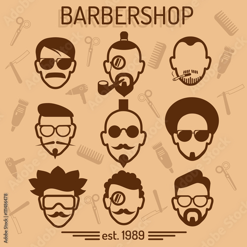 Barbershop. Set hairstyles.