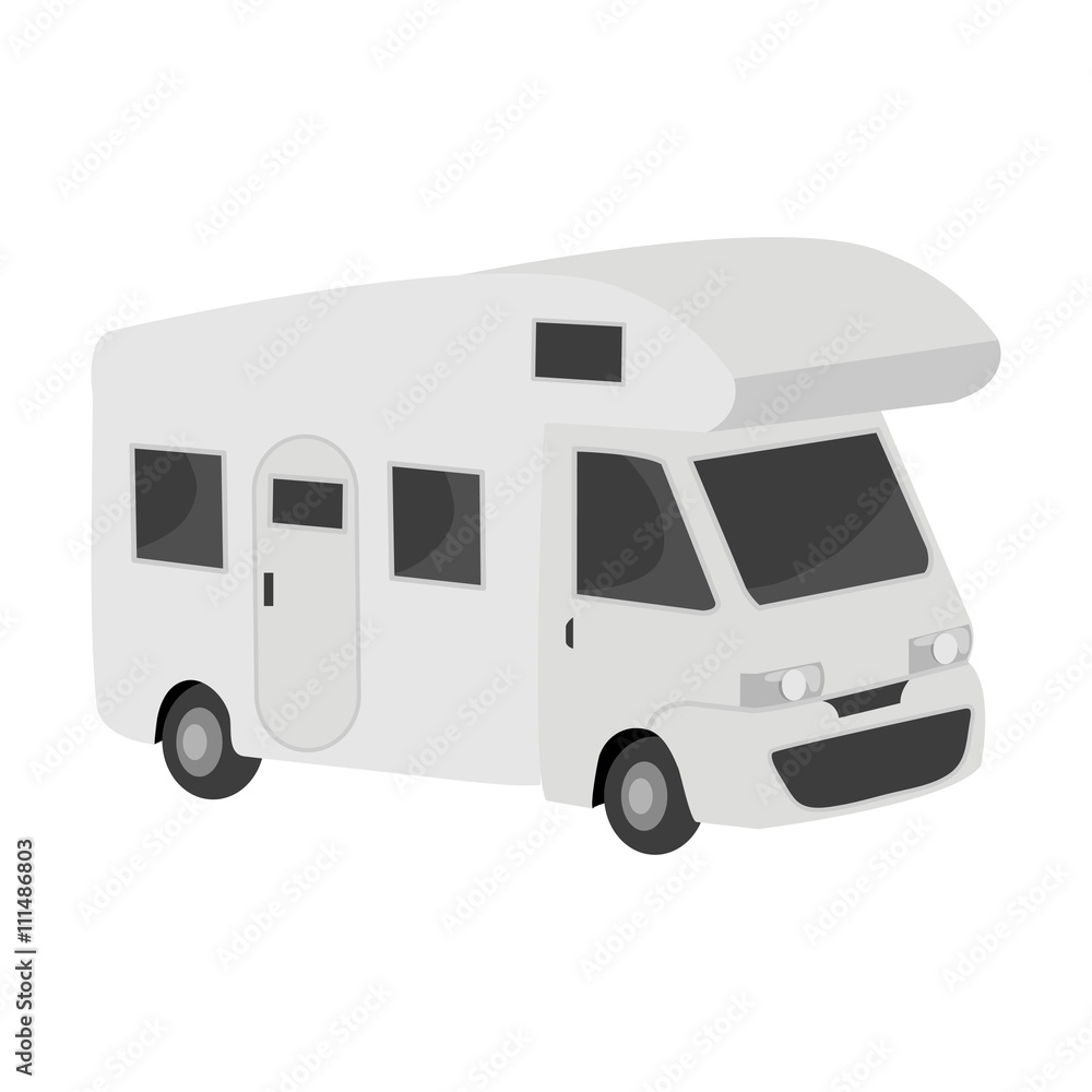 Caravan car. Machine for camping and travel. Vector illustration.