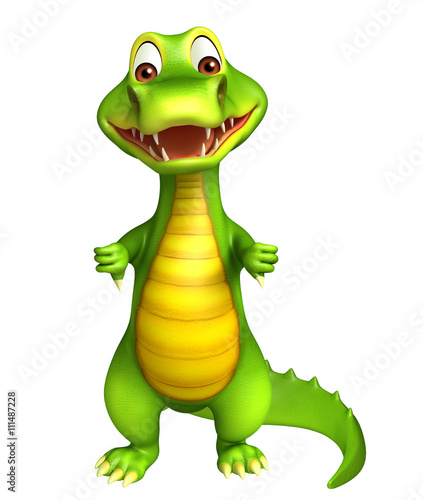 cute Aligator cartoon character with assining thums down