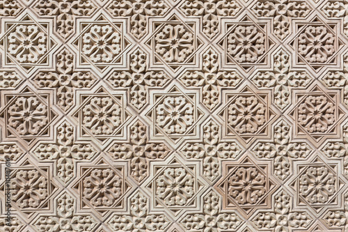 The ornamental decoration of the mausoleum of Aisha Bibi in Kaza