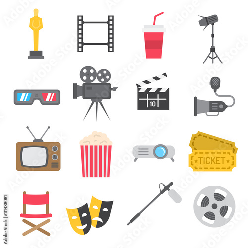 Set of the movie icon in a flat style.