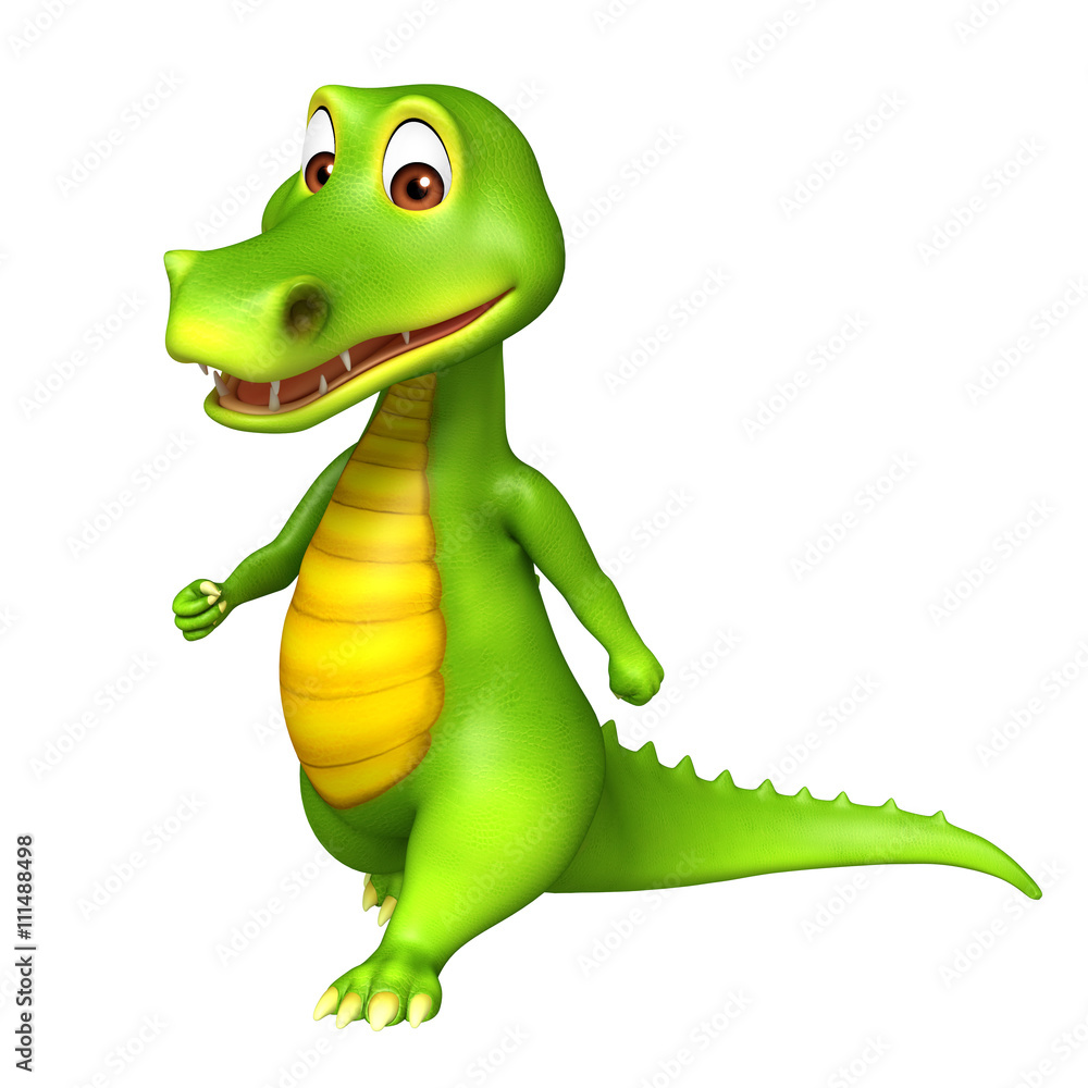 Fototapeta premium cute Aligator cartoon character with walking
