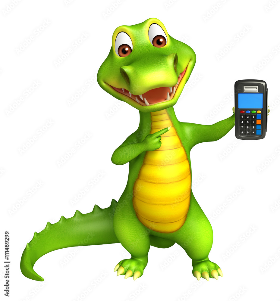 Fototapeta premium cute Aligator cartoon character with swap machine