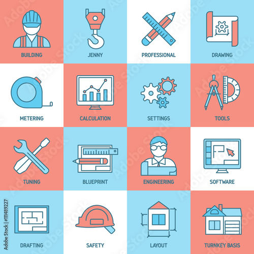 Engineering And Blueprint Icons Set