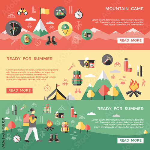 Mountaineering Horizontal Banners Set