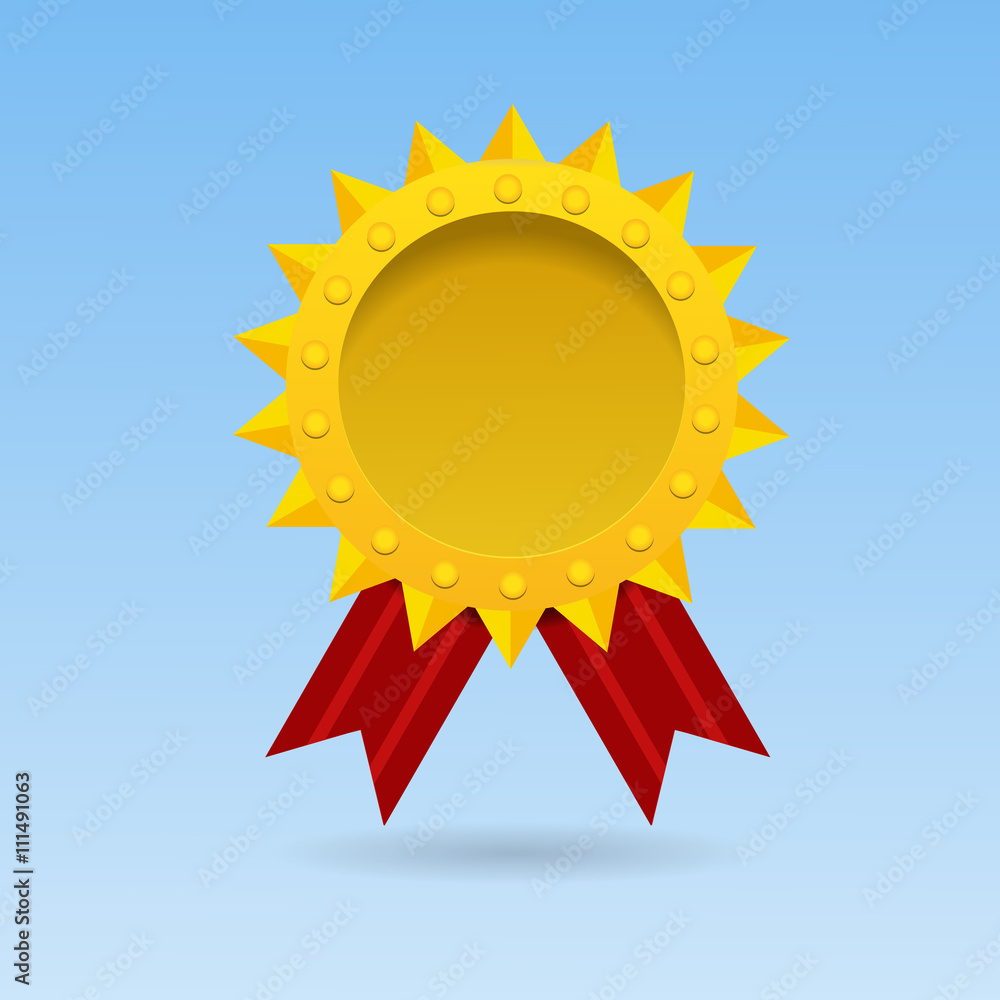 Golden blank medal award with red ribbon vector illustration ep Golden blank medal award with red ribbon vector illustration ep