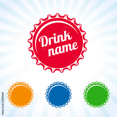 Bottle cover colored icon. Colorful bottle caps vector design for juice, water, cola and soda drink. Drink lid design