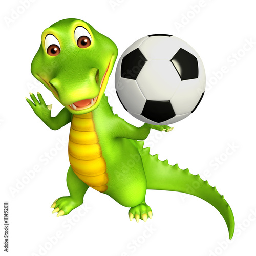 cute Aligator cartoon character  with football