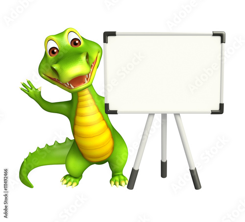 Aligator cartoon character with white board © visible3dscience