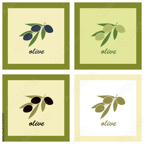 Set of four banners on the theme of olives.Green olive design el