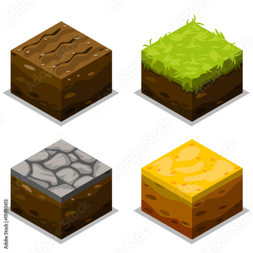 Isometric Vector Elements For Landscape Design, game element