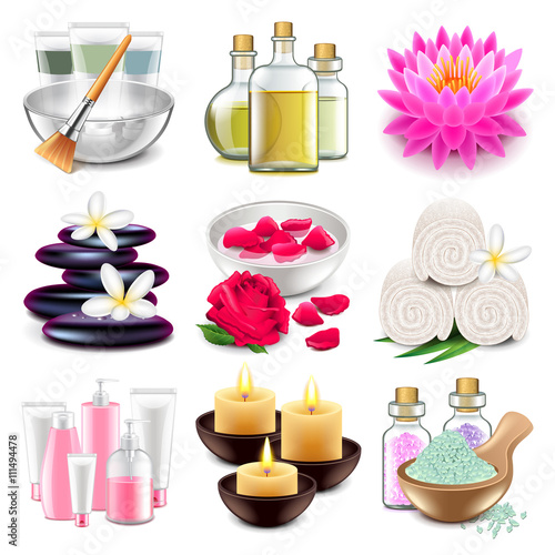 Spa icons vector set