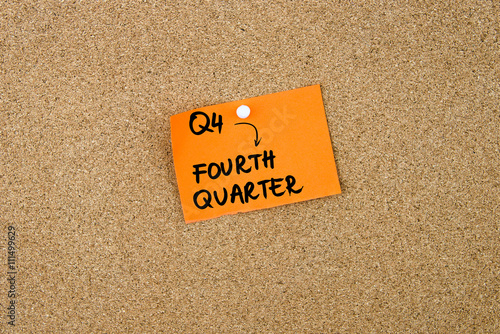 Obraz na płótnie Q4 as FOURTH QUARTER written on orange paper note w salonie