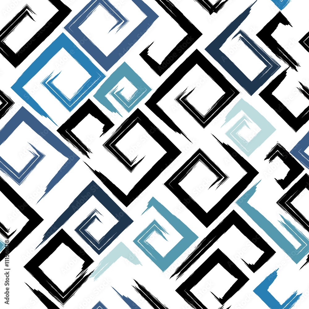 Vector geometric seamless pattern. Brush strokes, wavy lines. Hand drawn grunge texture. Abstract forms. Endless texture can be used for printing onto fabric or paper Vector geometric seamless pattern. Brush strokes, wavy lines. Hand drawn grunge texture. Abstract forms. Endless texture can be used for printing onto fabric or paper