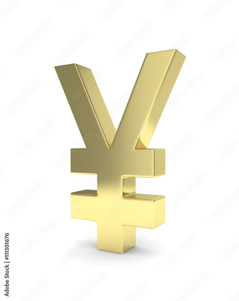 Obraz premium Isolated silver yen yuan sign on white background. Chinese japanese currency. Concept of investment, asian market, savings. Power, luxury and wealth. 3D rendering.