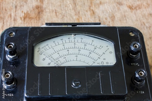 Close-up of an vintage ancient voltmeter
