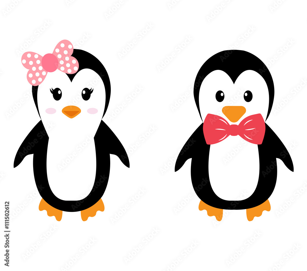 Naklejka premium penguin girl and boy