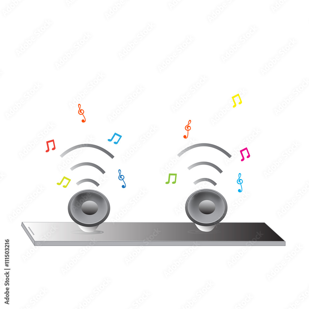 mobile phone with speakers and digital music sign on screen, Vector illustration.  