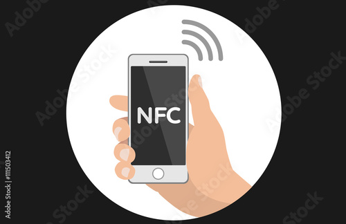 NFC smart phone concept flat icon