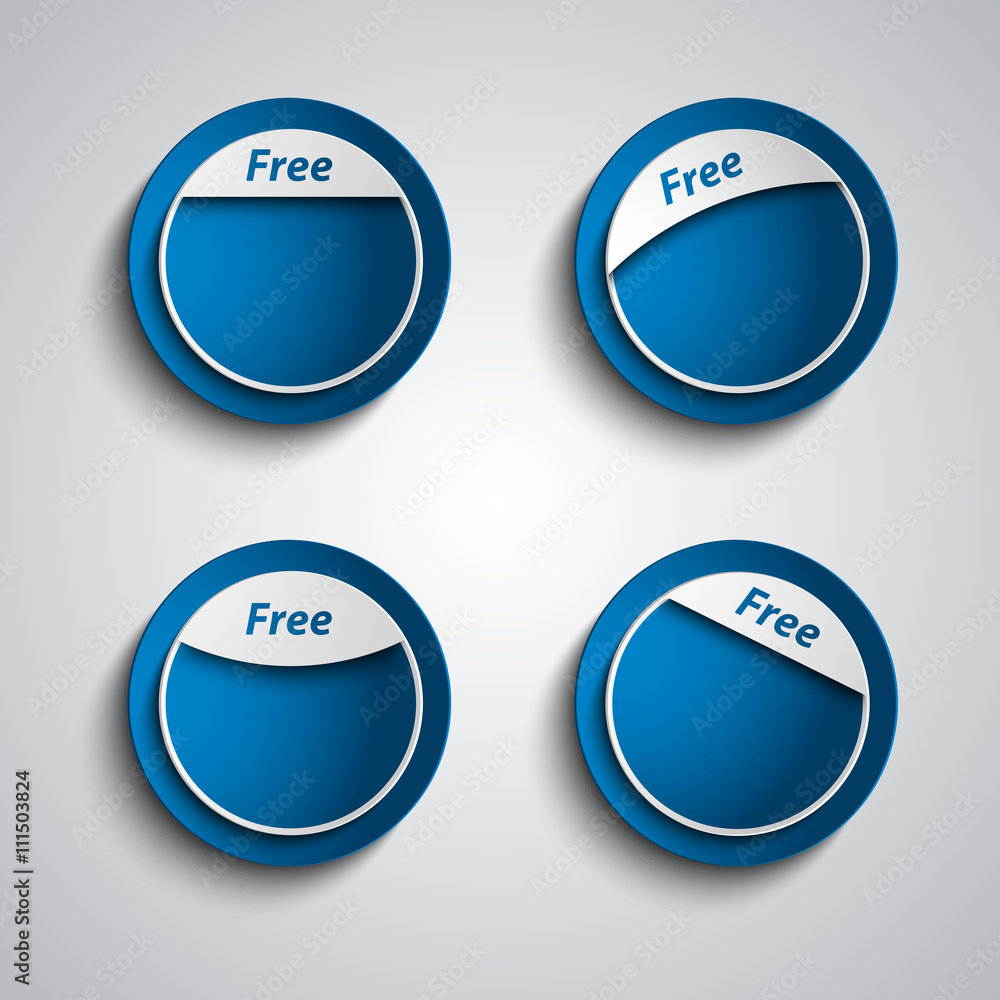 Blue design label sticker with the inscription free Blue design label sticker with the inscription free