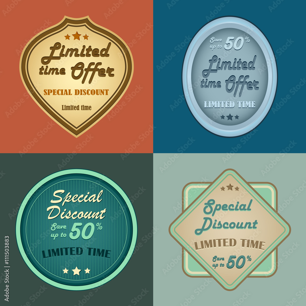 Obraz premium Set of retro vintage styled discount labels