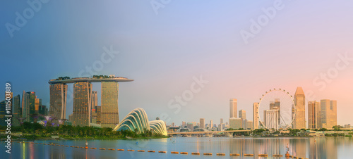Canvas Print Singapore Skyline and view of Marina Bay