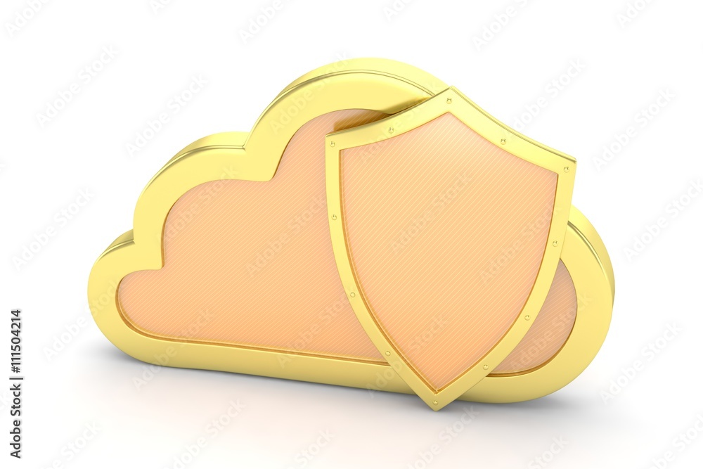 cloud and shield, cloud security concept. 3d rendering.