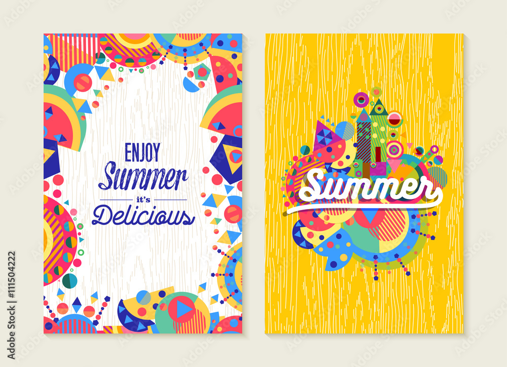 Naklejka premium Enjoy summer set of poster or card with modern art
