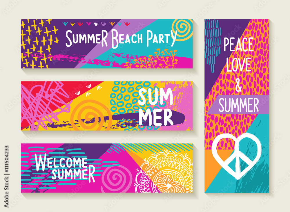 Fototapeta premium Summer party design set in vibrant colors palette