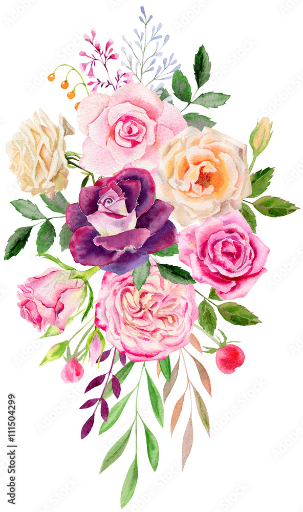 hand painted watercolor mockup clipart template of roses hand painted watercolor mockup clipart template of roses