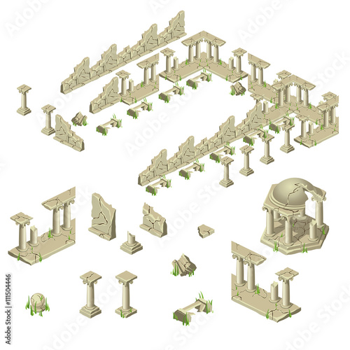 Ruins of the city walls, columns and gazebos