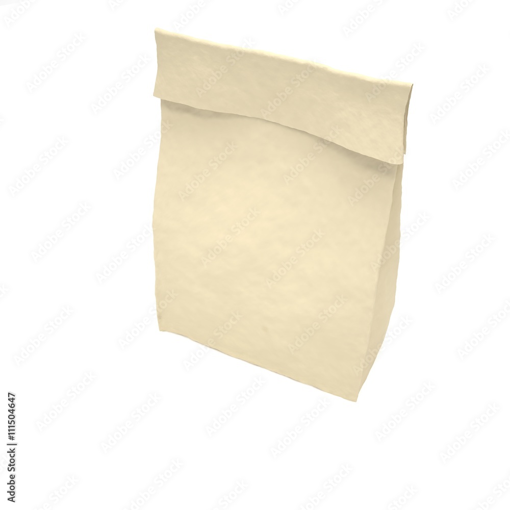 Lunch bag on white. 3d rendering. Lunch bag on white. 3d rendering.