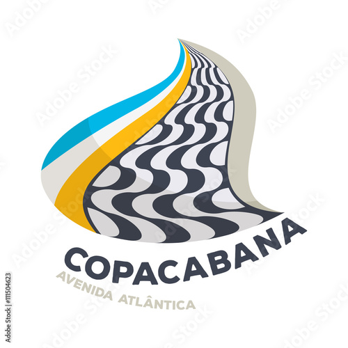 Copacabana beach graphic symbol vector illustration.